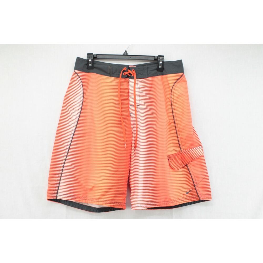 Nike Board Shorts Mens 34 Orange & Red Swim Trunks Pocket Classic Style Dopamine